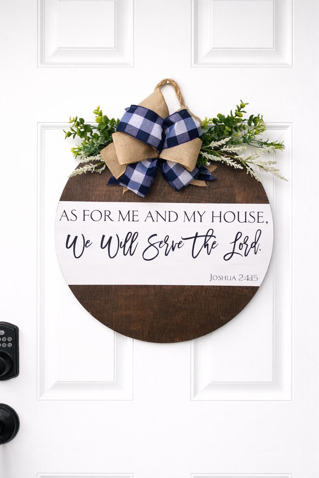 Farmhouse Christian Door Hanger | Joshua 24:15 Scripture Sign
