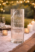 Love Is Patient Etched Glass Vase – Personalized Wedding Centerpiece