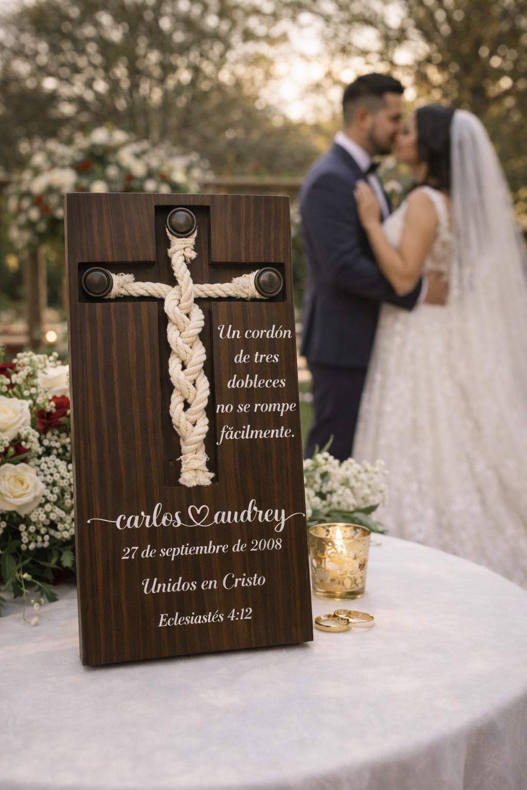 Cruz de Ceremonia de Unidad – Decoración de Boda Cordón Triple, Eclesiastés 4:12