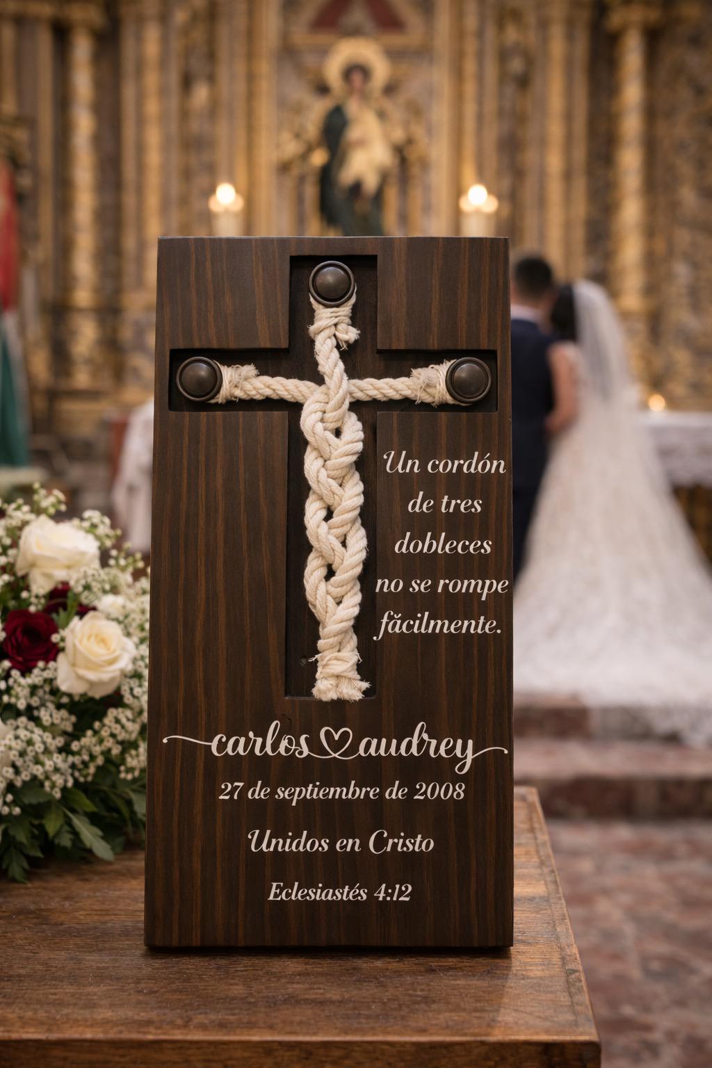 Cruz de Ceremonia de Unidad – Decoración de Boda Cordón Triple, Eclesiastés 4:12