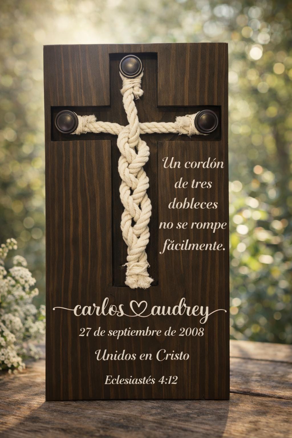 Cruz de Ceremonia de Unidad – Decoración de Boda Cordón Triple, Eclesiastés 4:12