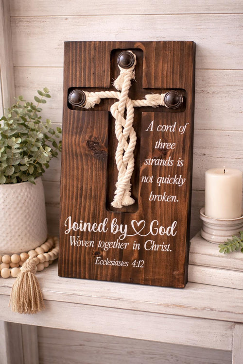 Cord of Three Strands Sign – Ecclesiastes 4:12 Farmhouse Cross Plaque