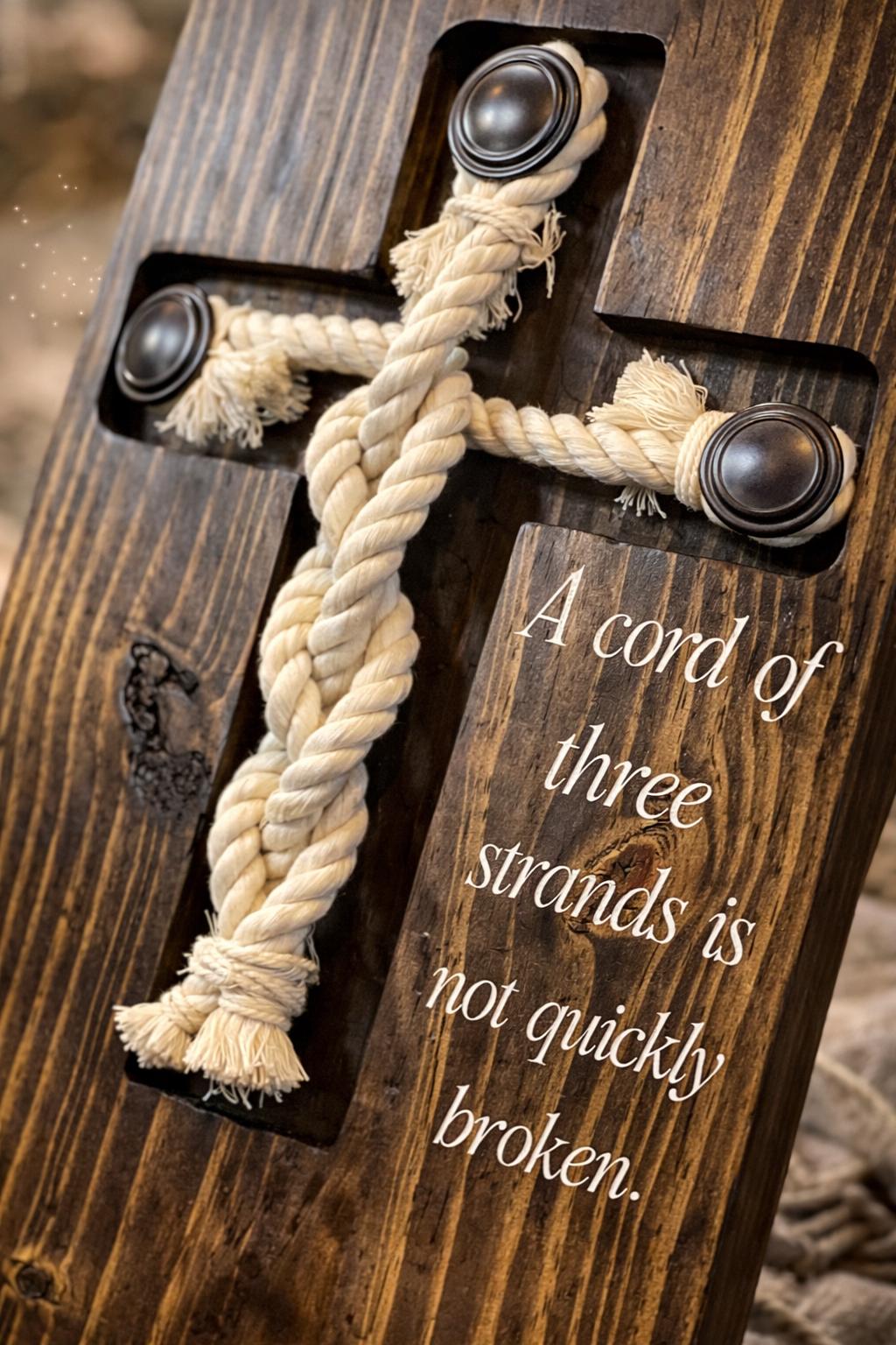 Cord of Three Strands Sign – Ecclesiastes 4:12 Farmhouse Cross Plaque