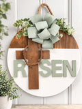 Risen Easter Christian Door Hanger – Farmhouse Spring Decor