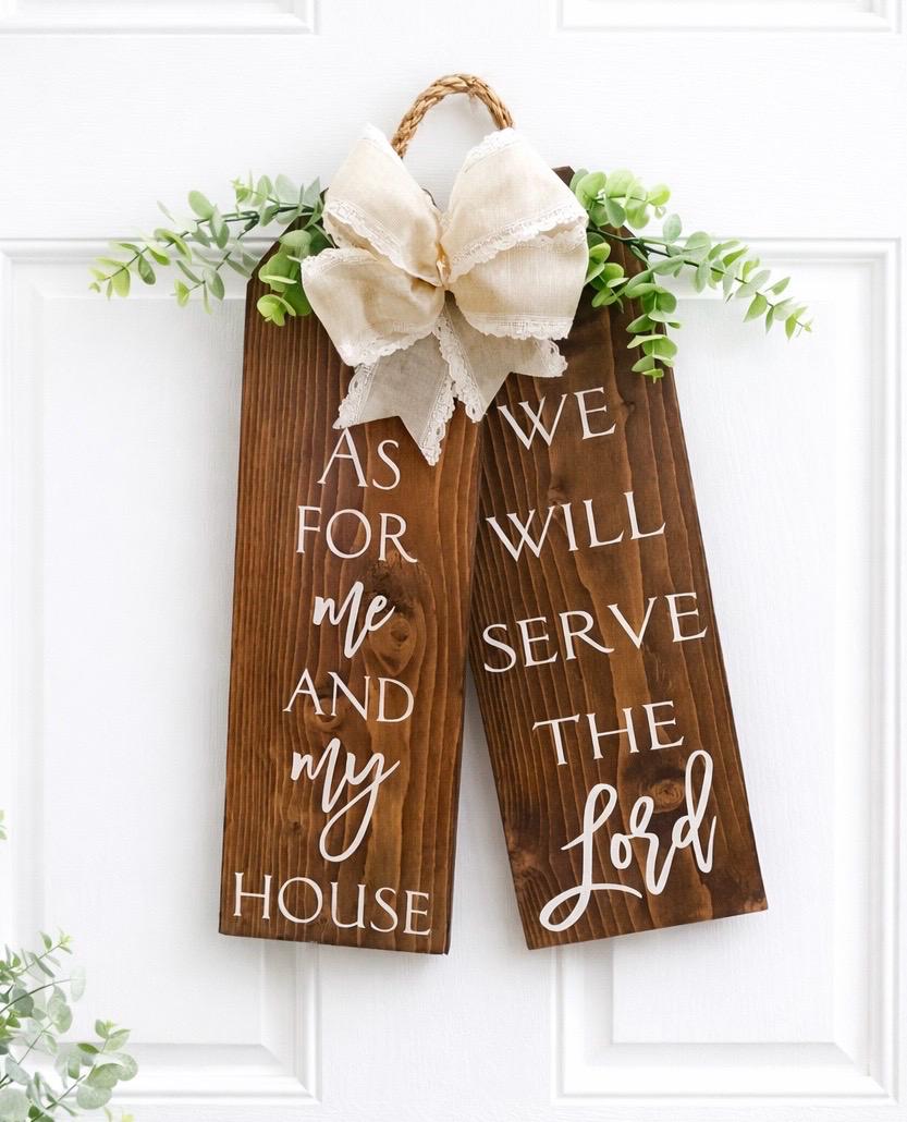 Joshua 24:15 As For Me And My House Christian Door Hanger