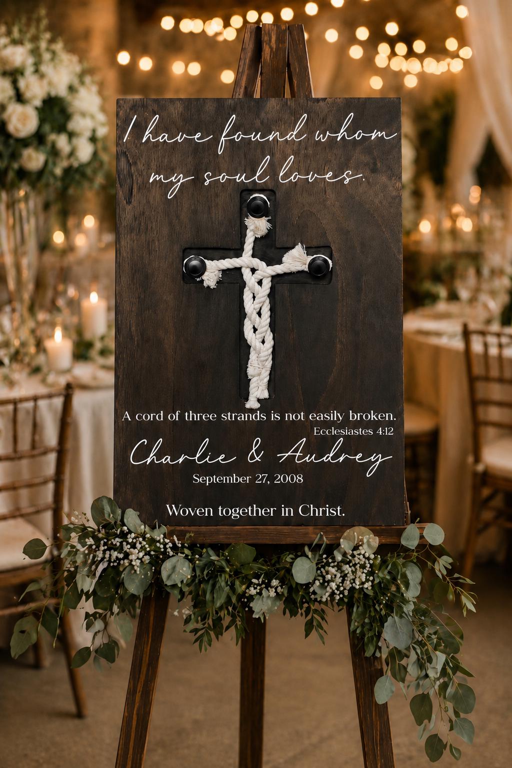 Personalized Cord of Three Strands Wedding Sign – Ecclesiastes 4:12