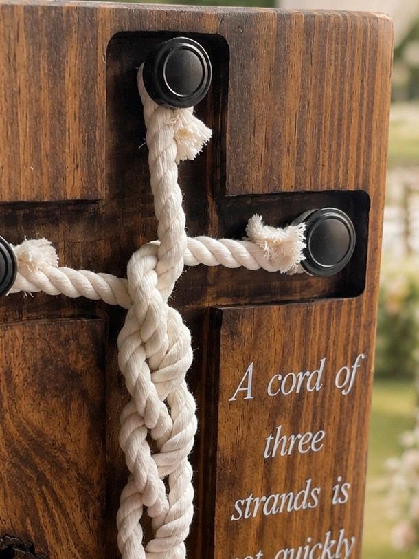 Personalized Cord of Three Strands Wedding Cross Sign